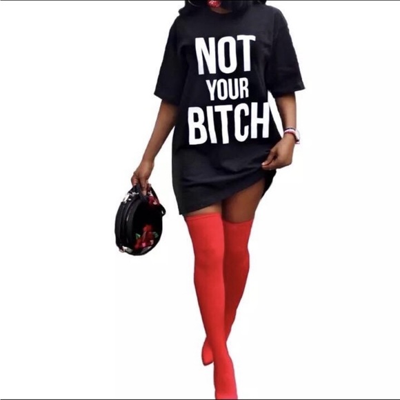 🩸NOT YOUR B ITCH Cotton T-shirt dress / R can be worn as oversized T-Shirt - Picture 1 of 3